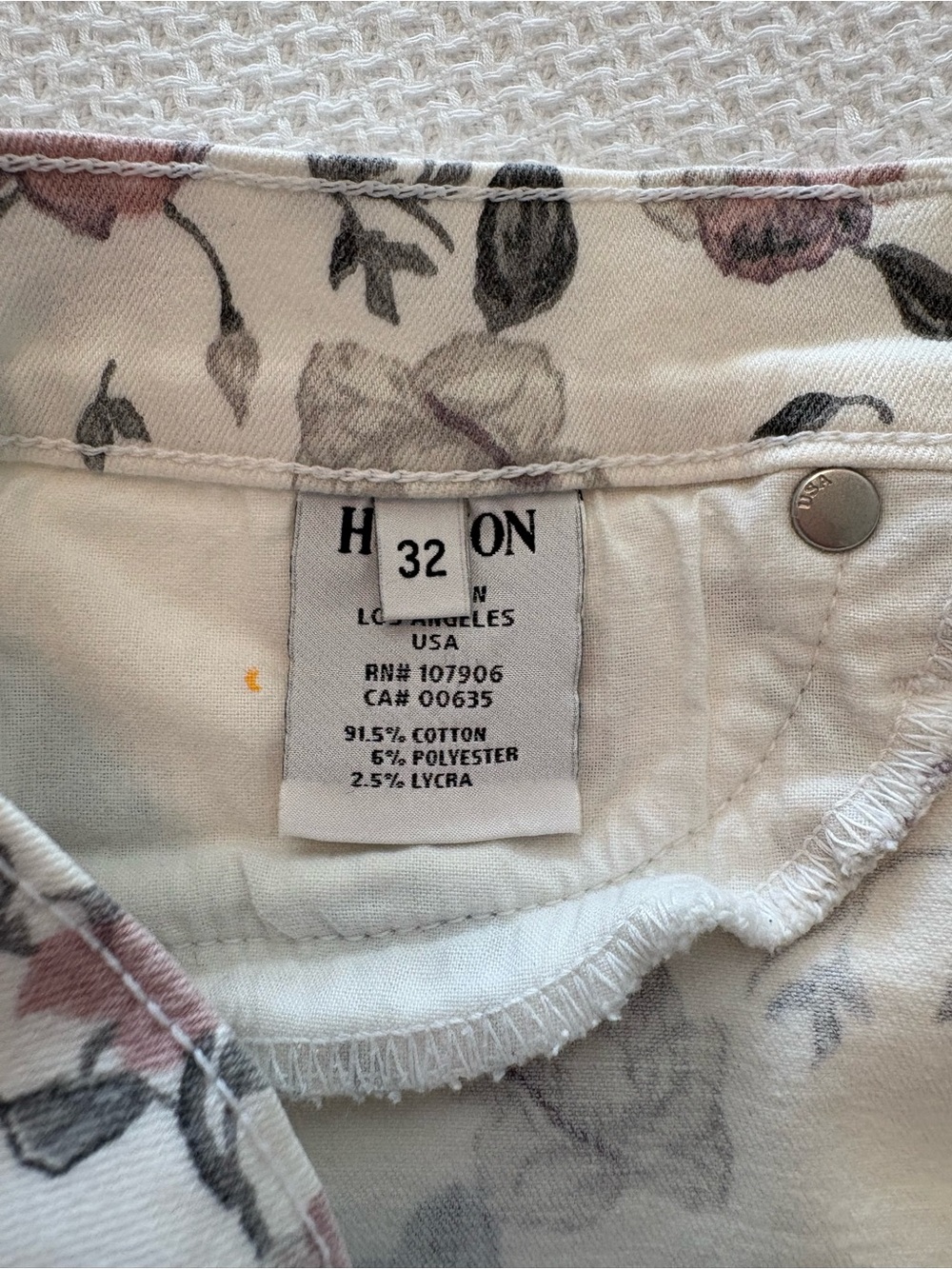 Hudson Nico Midrise Ankle Super Skinny Jeans White / Pink Grey Floral size 32 - Picture 10 of 16